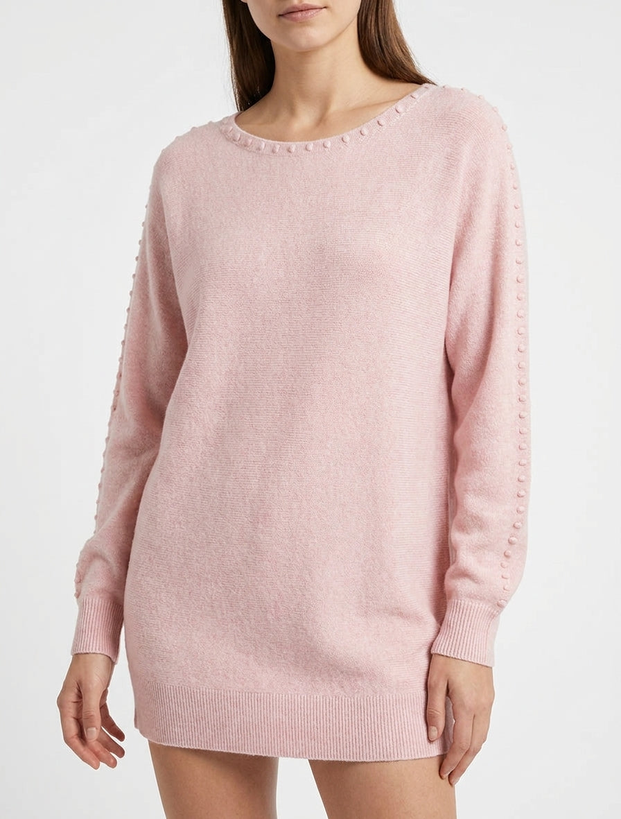 Pull manches chauve-souris texturées - Rose