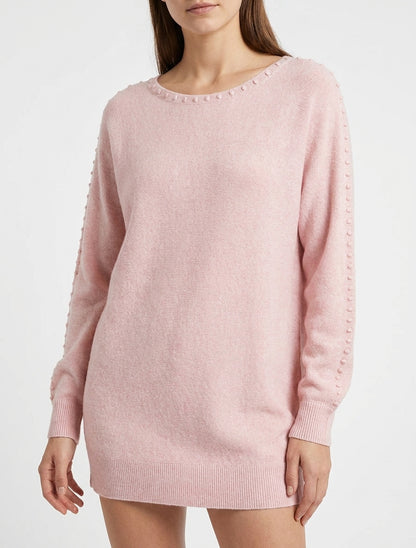 Pull manches chauve-souris texturées - Rose