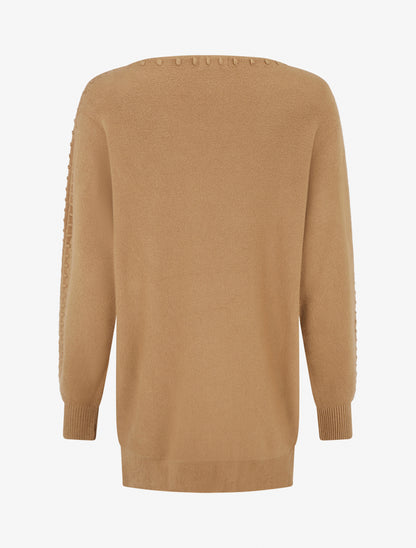 Pull uni à détail texturé - Camel - 2