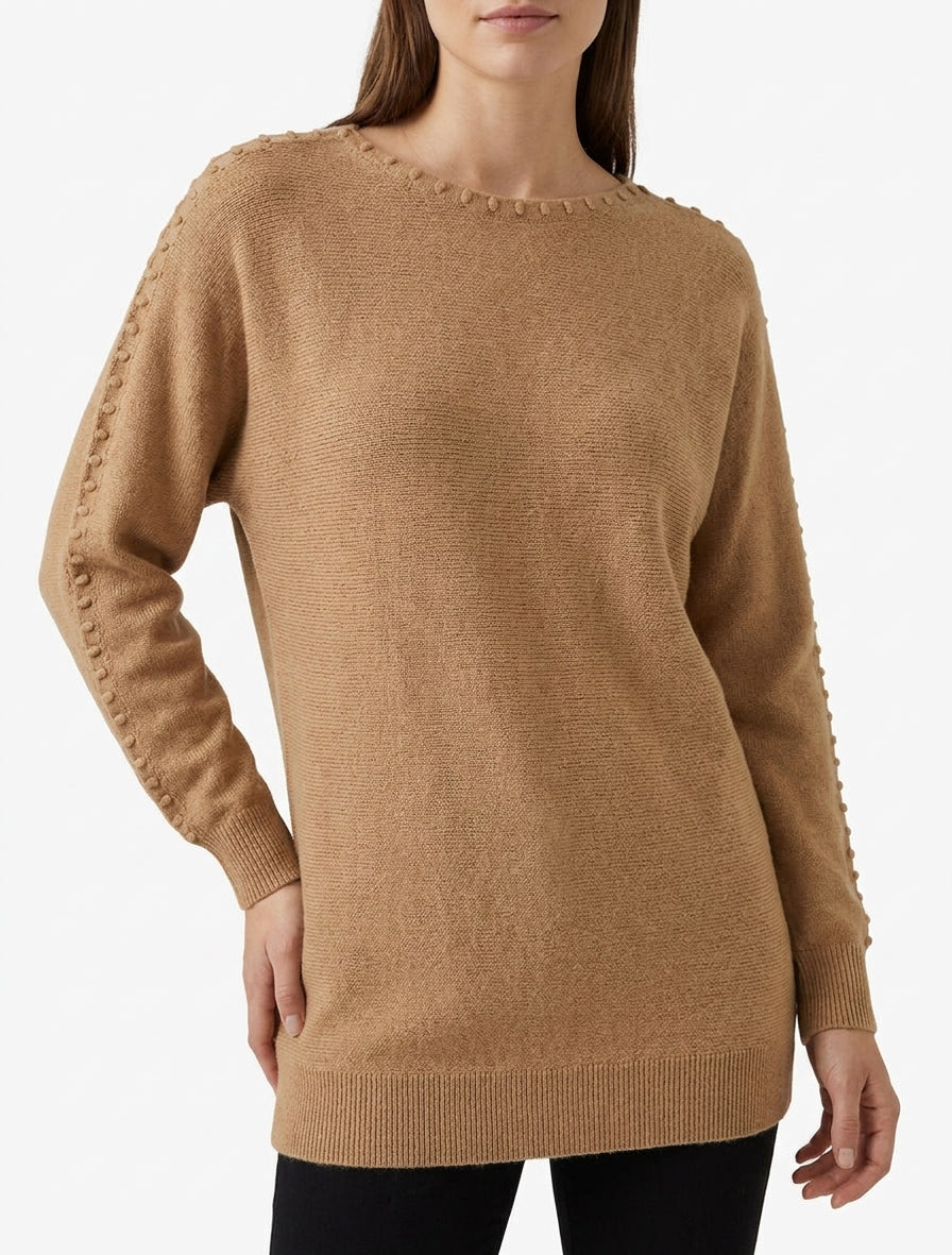 Pull manches chauve-souris texturées - Camel
