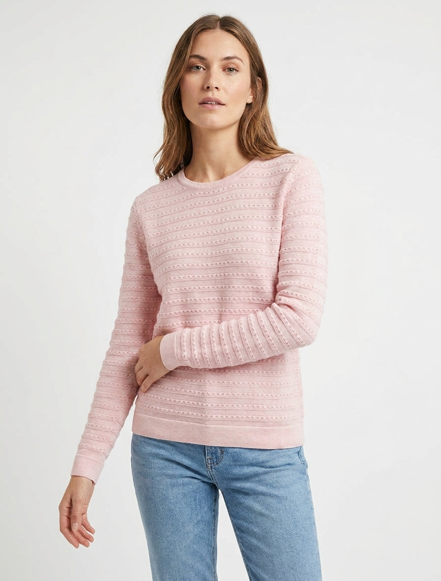 Pull texturé manches longues - Rose