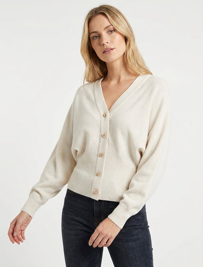 Pull gilet manches chauve-souris - Beige