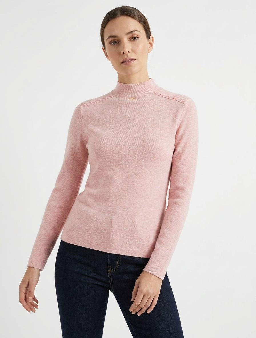 Pull droit avec plaque métallique - Rose