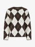 Pull ample en laine mélangée à motif losanges - Marron - 1