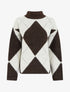 Pull en laine mélangée à motif losanges - Marron - 1