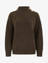 Pull en laine mélangée à boutons fantaisies - Marron - 1