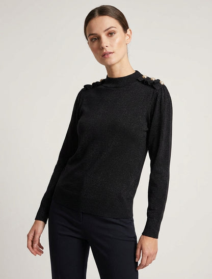 Pull pailleté col montant - Noir