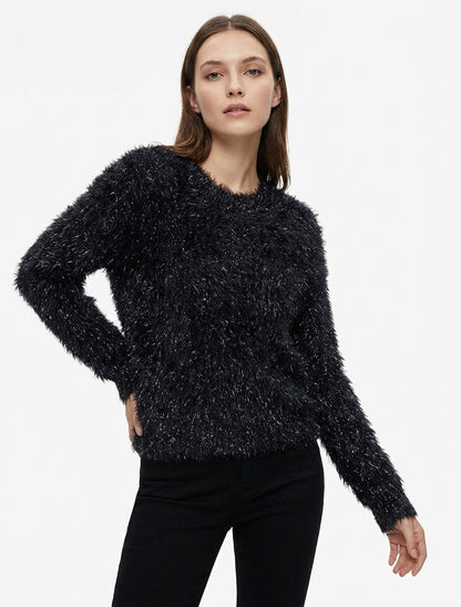 Pull duveteux encolure ronde - Noir