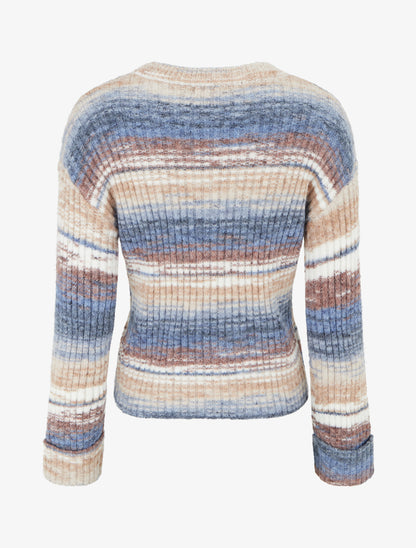 Pull coloré à manches à revers - Bleu - 2
