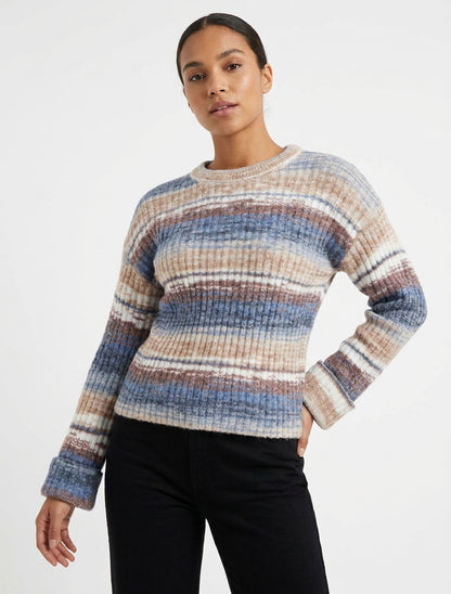 Pull abstrait à revers - Bleu