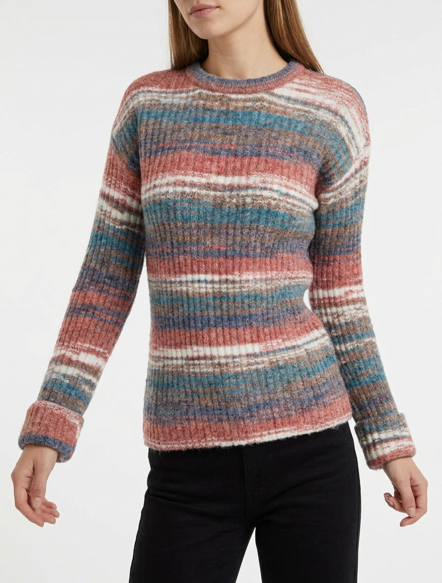 Pull en maille imprimé abstrait - Rouge