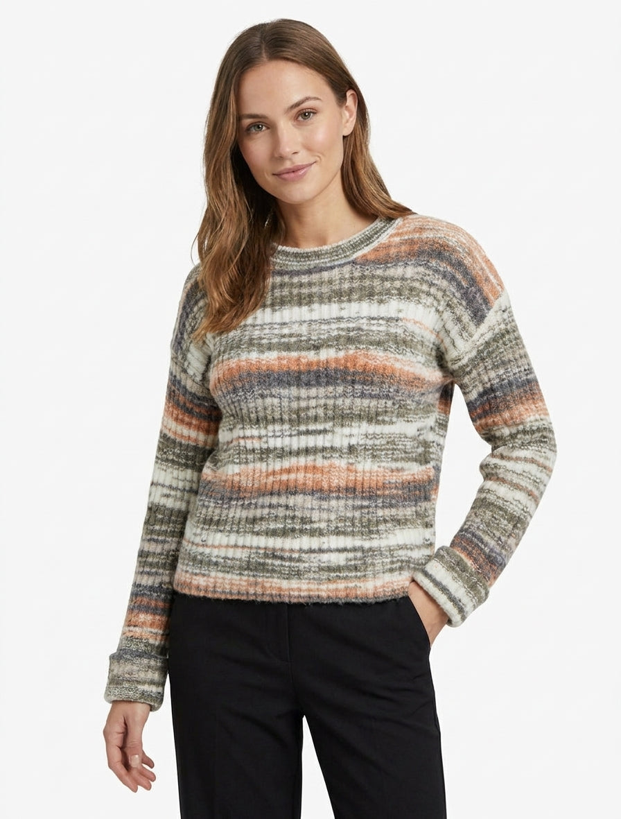 Pull en maille à imprimé abstrait - Gris