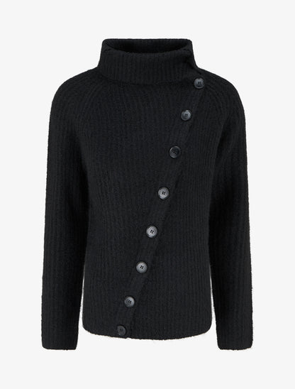 Pull uni à fermeture boutonnée - Noir - 1