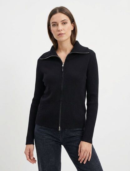 Gilet en maille col rond zippé - Noir