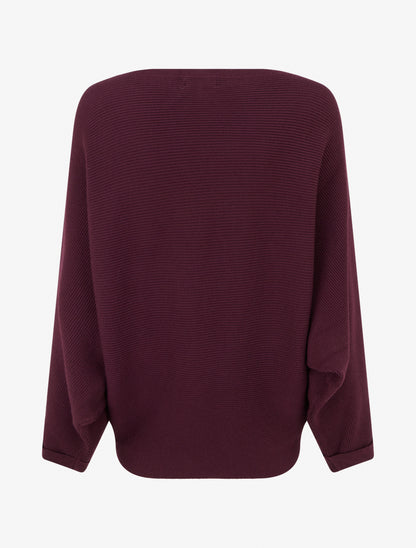 Pull côtelé à manches longues - Lie de vin - 2
