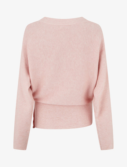 Pull côtelé à col bénitier - Rose - 2