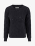 Pull droit en maille texturée à col rond - Noir - 1