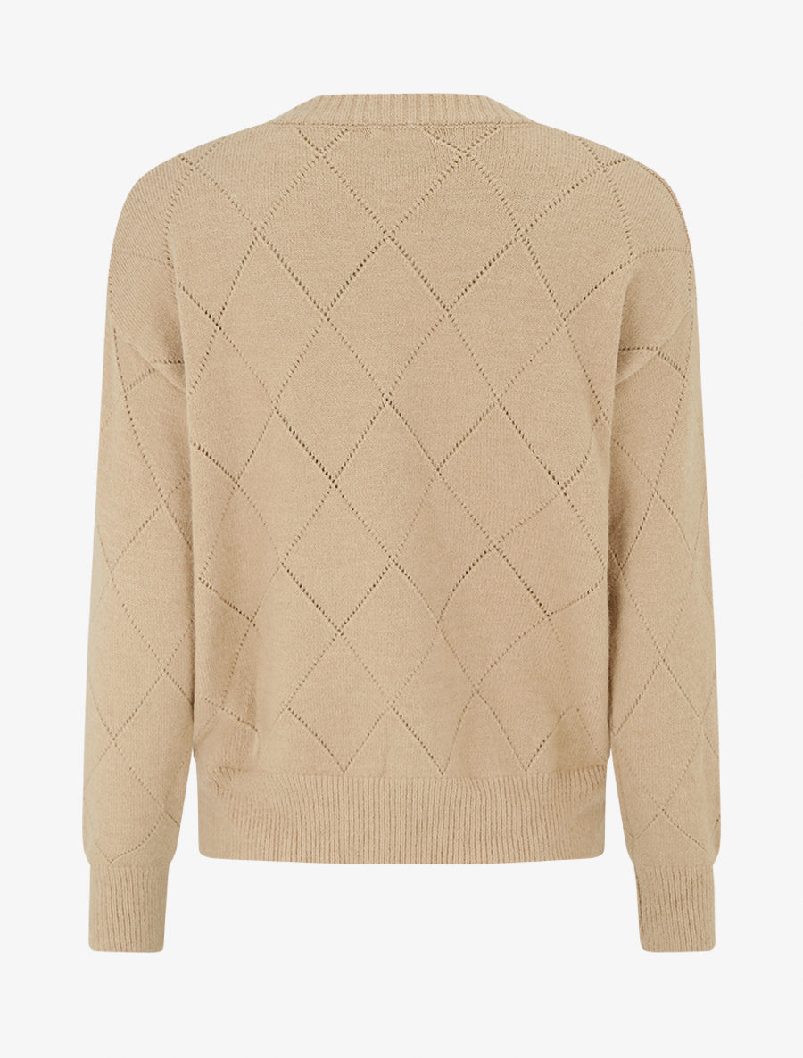 Pull uni en maille à col rond - Camel clair - 2