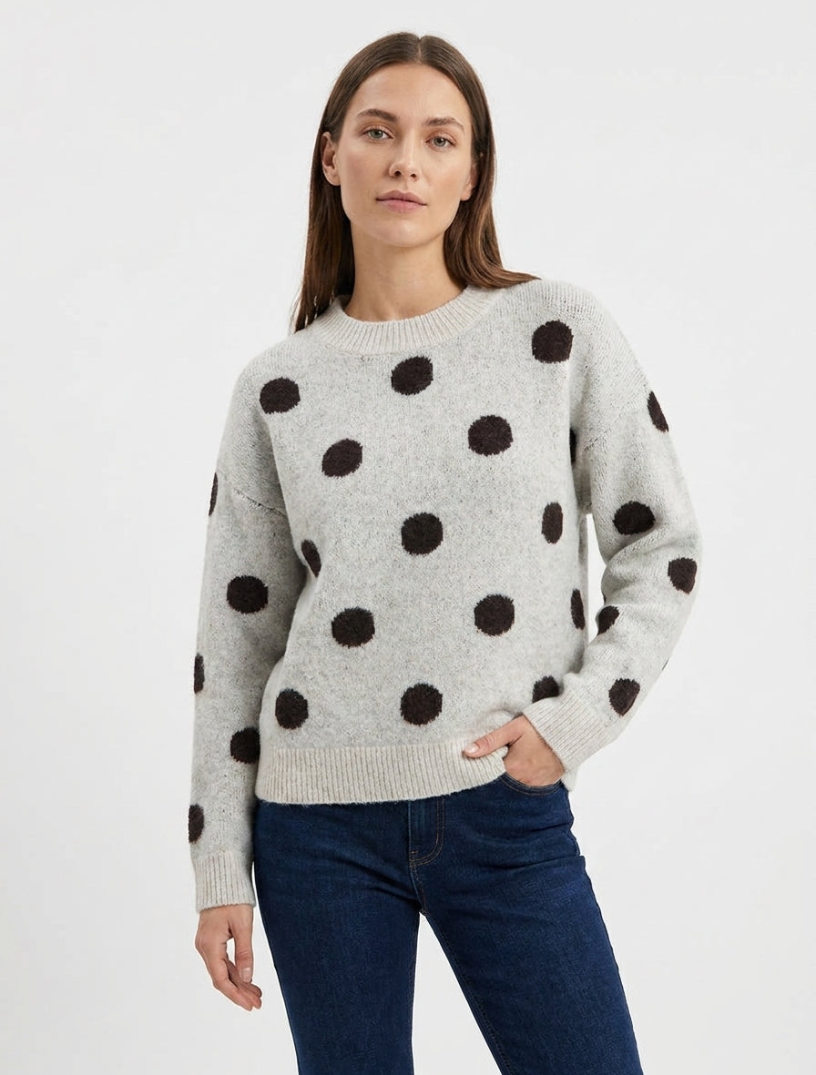 Pull en maille encolure ronde - Gris clair