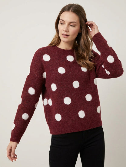 Pull en maille encolure ronde - Bordeaux