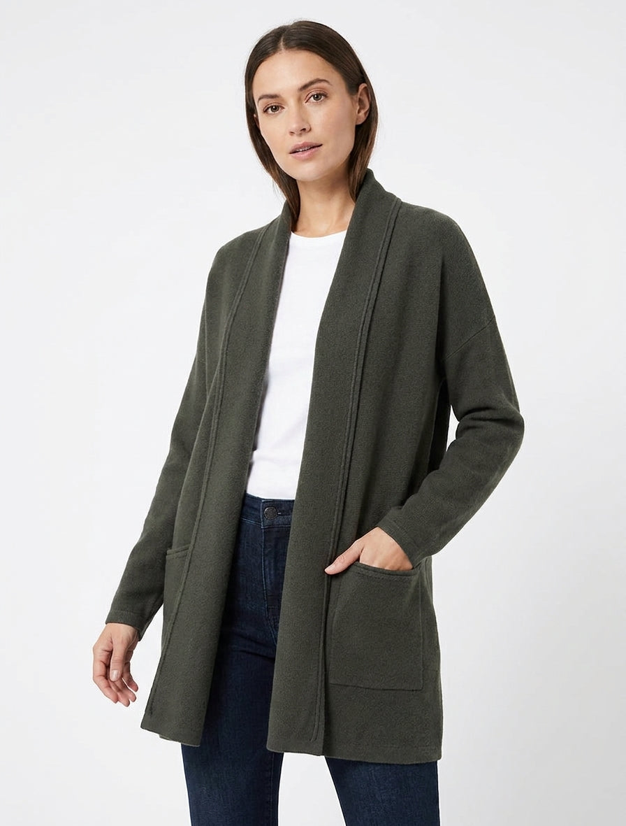 Gilet mi-long à poches - Kaki