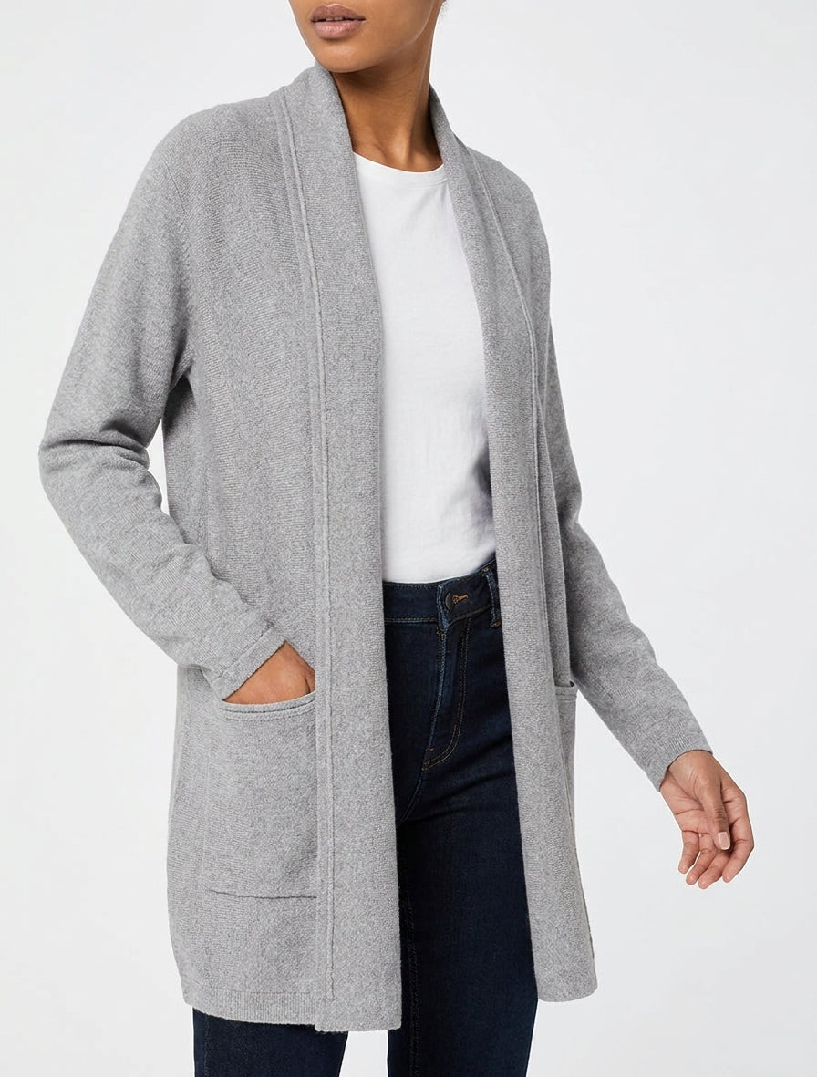 Gilet mi-long à poches - Gris