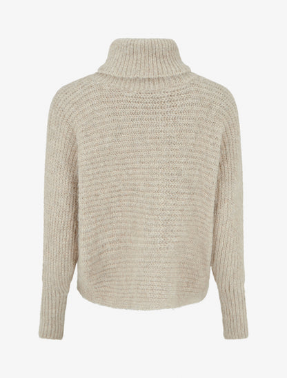 Pull en laine mélangée irisé à col roulé - Taupe - 2
