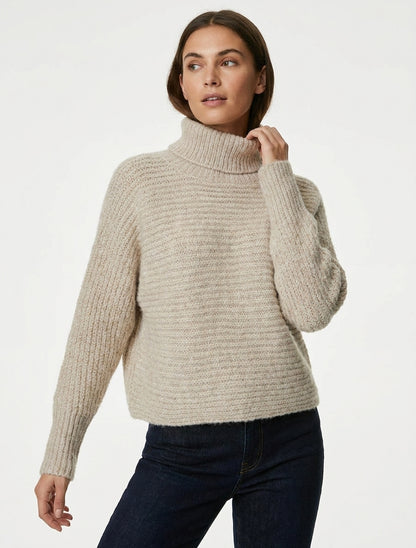 Pull irisé manches chauve-souris - Taupe