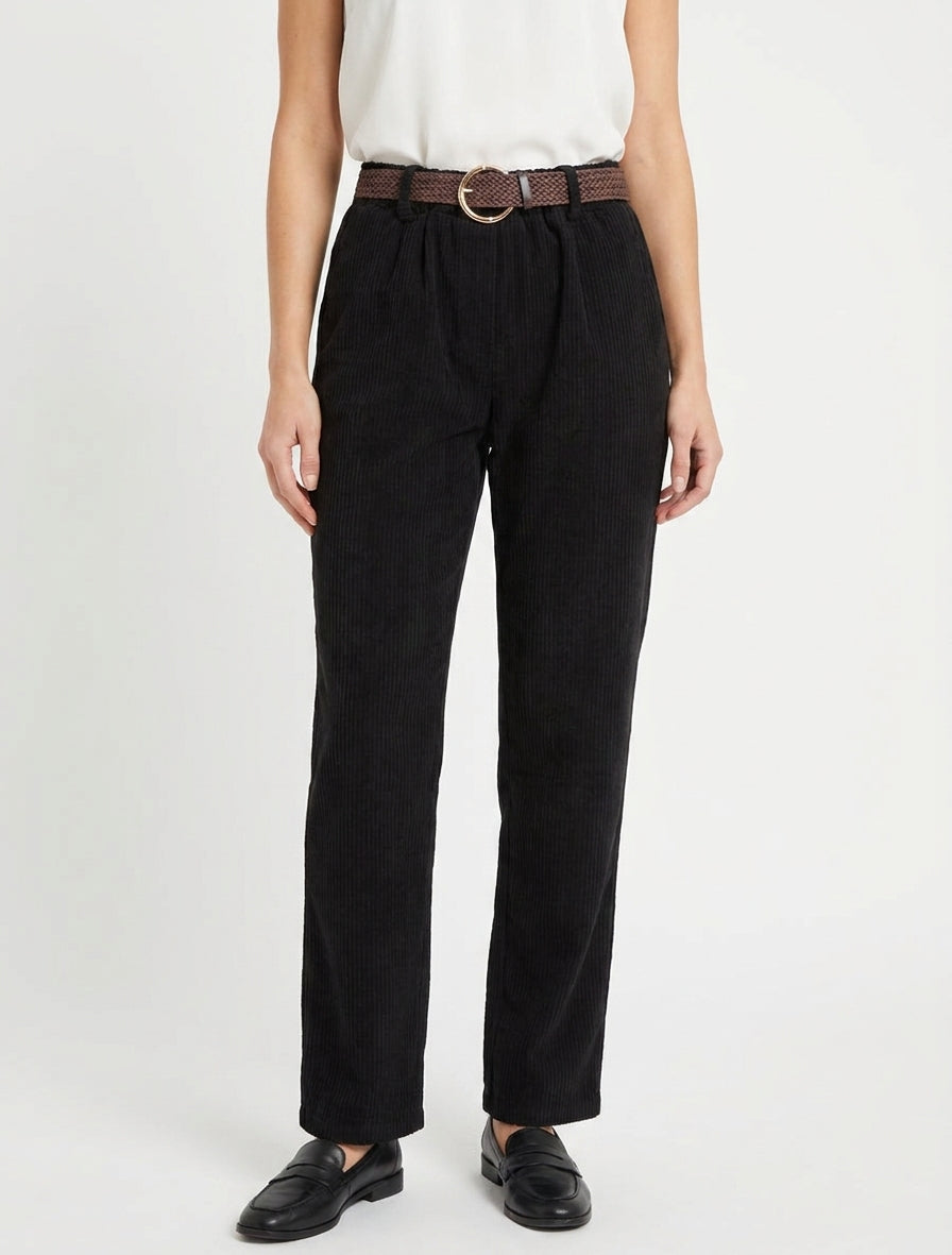 Pantalon droit taille haute - Noir