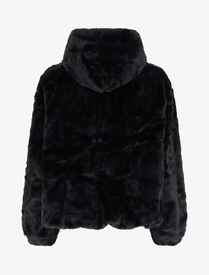 Blouson zippé en fourrure synthétique - Noir - 2