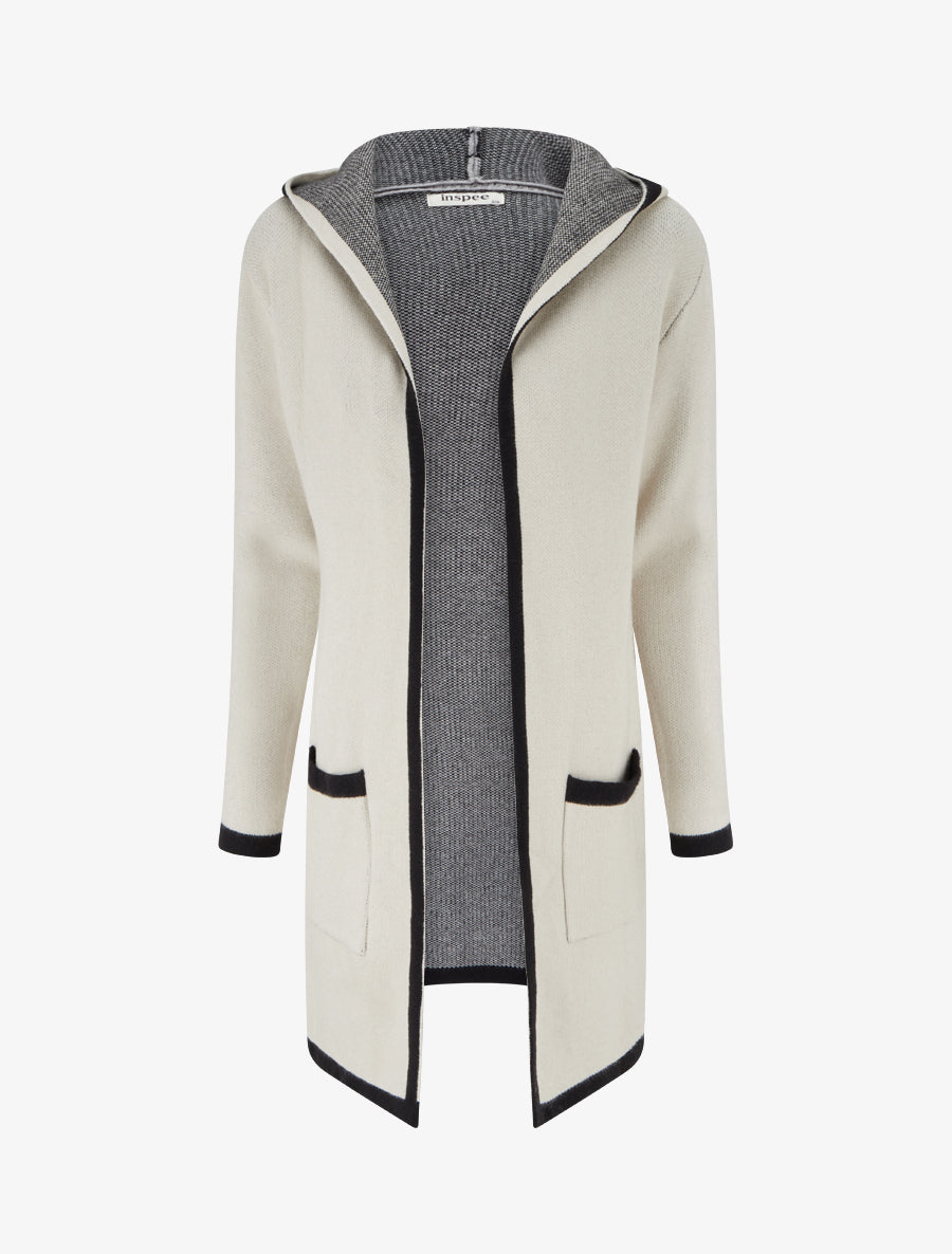Gilet ouvert à capuche - Écru - 1