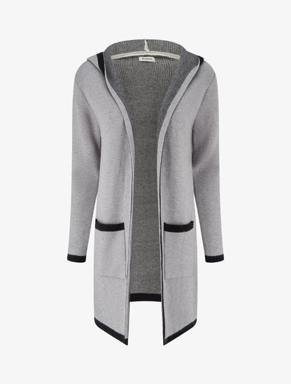 Gilet ouvert à capuche - Gris - 1