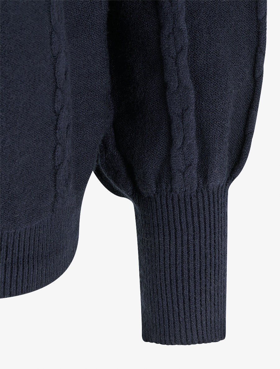 Pull uni à col montant - Marine - 3