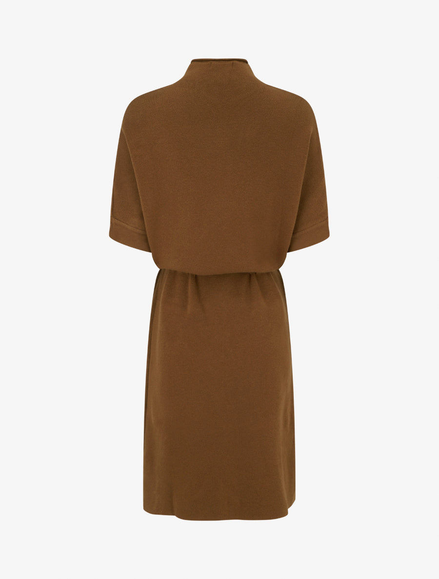 Robe pull droite et ceinturée - Camel - 2