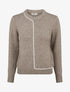 Pull laine mélangée col rond et liseré contrastant - Taupe - 1