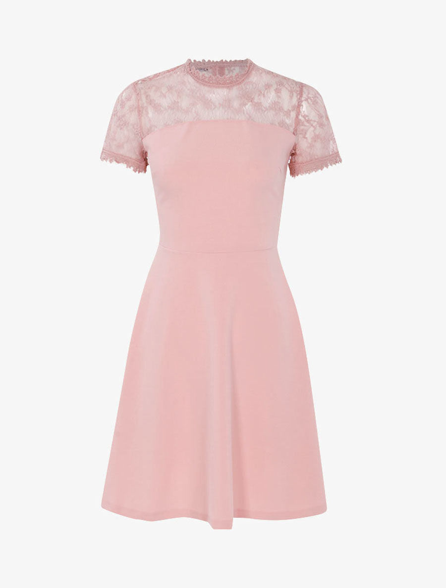 Robe à haut de poitrine ajouré - Rose - 1