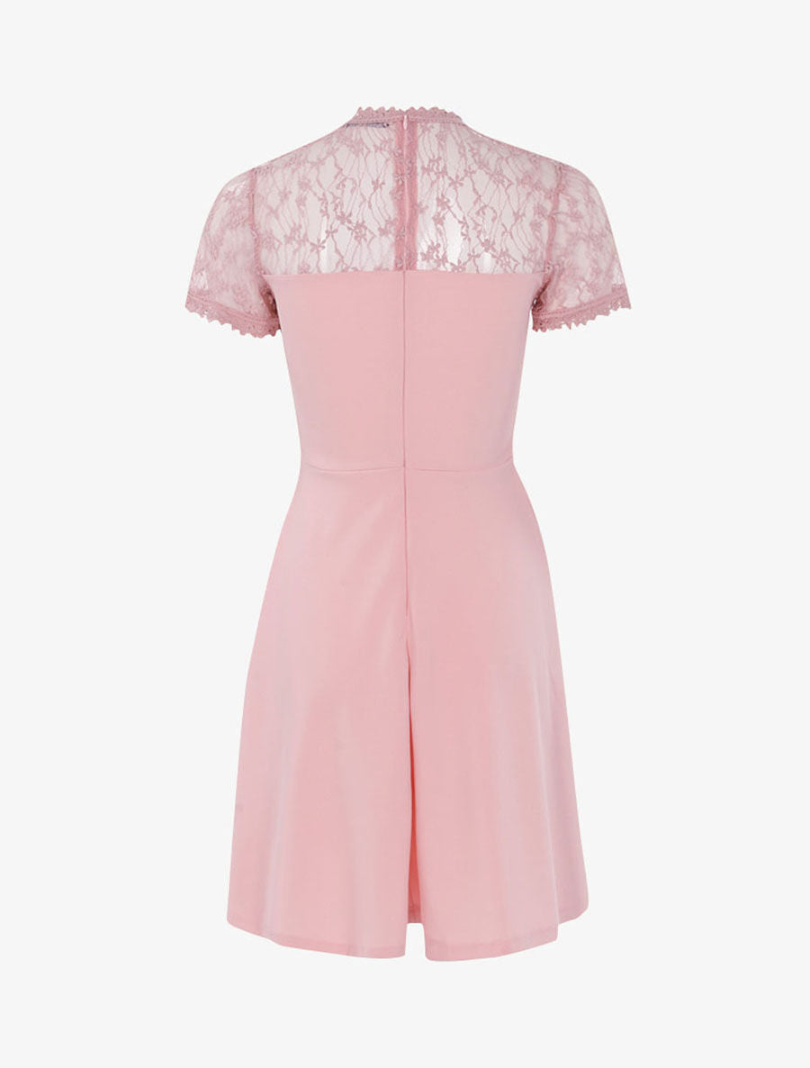 Robe à haut de poitrine ajouré - Rose - 2