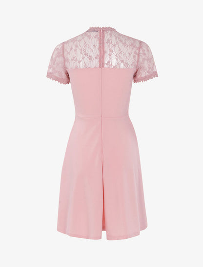 Robe à haut de poitrine ajouré - Rose - 2