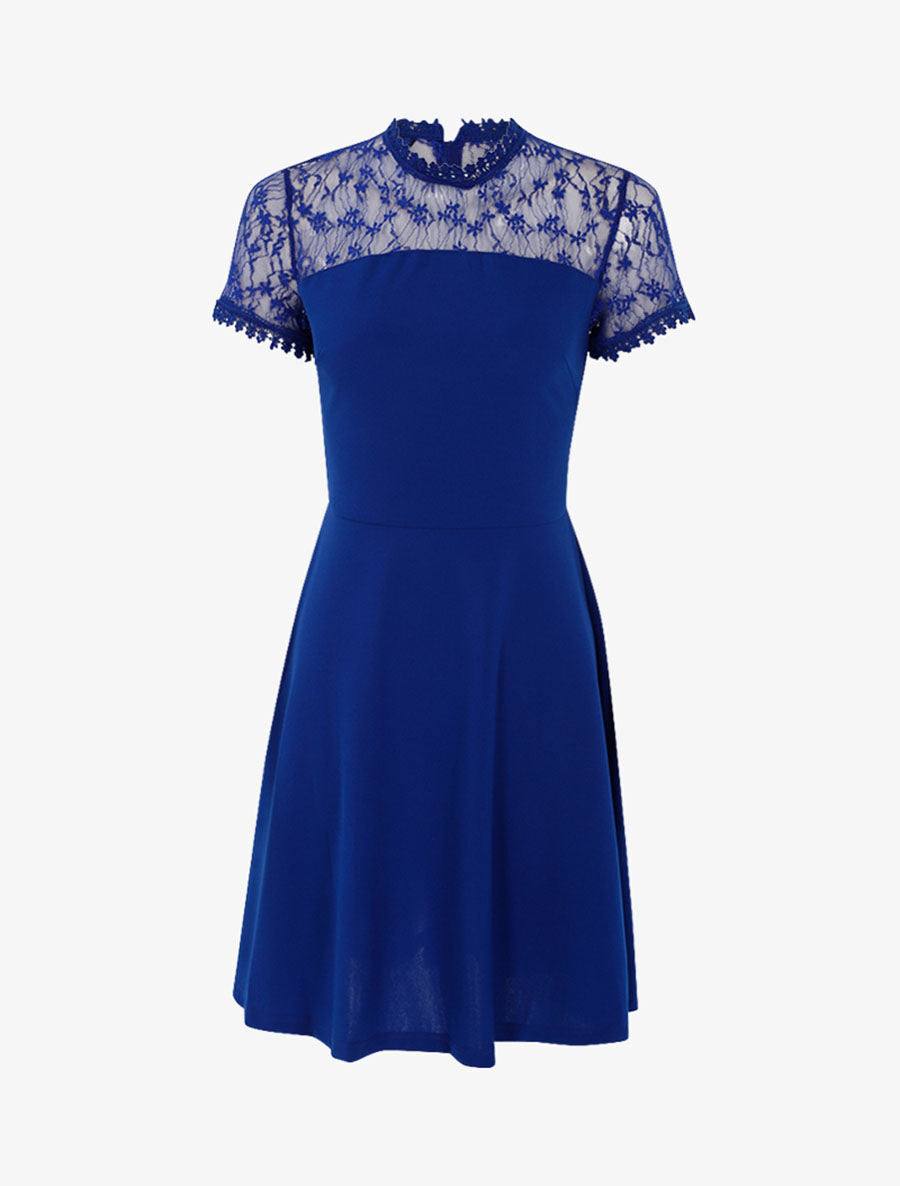 Robe à haut de poitrine ajouré - Bleu électrique - 1