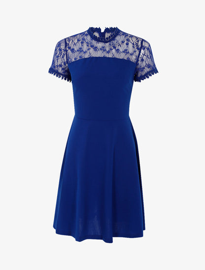 Robe à haut de poitrine ajouré - Bleu électrique - 1