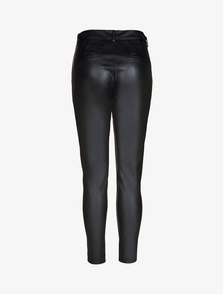 Pantalon à taille haute en simili - Noir - 2