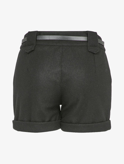 Short en feutrine à bords retroussés - Noir - 2