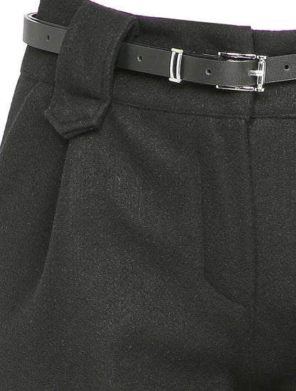 Short en feutrine à bords retroussés - Noir - 3