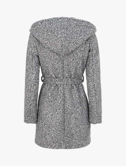Manteau boutonné à capuche - Gris chiné - 2