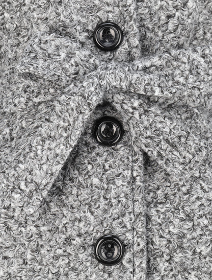 Manteau boutonné à capuche - Gris chiné - 3