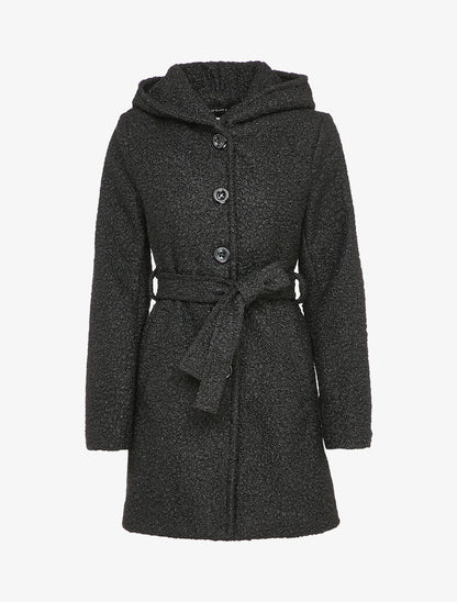 Manteau boutonné à capuche - Noir - 4