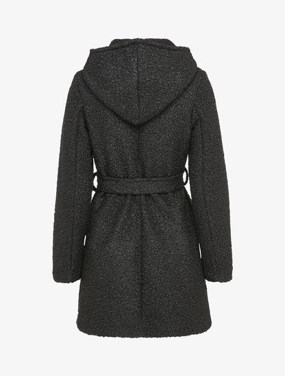 Manteau boutonné à capuche - Noir - 2