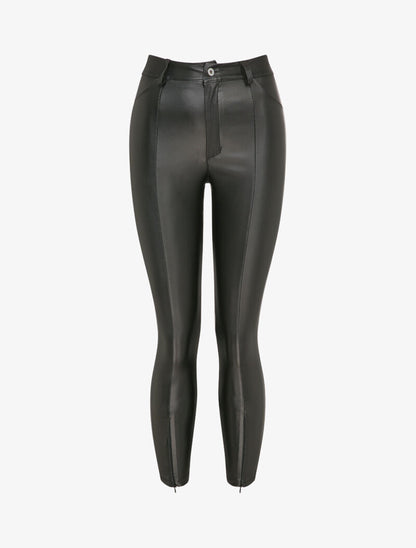 Pantalon 7/8 enduit avec zips aux chevilles - Noir - 1