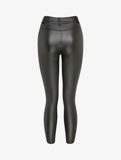 Pantalon 7/8 enduit avec zips aux chevilles - Noir - 2