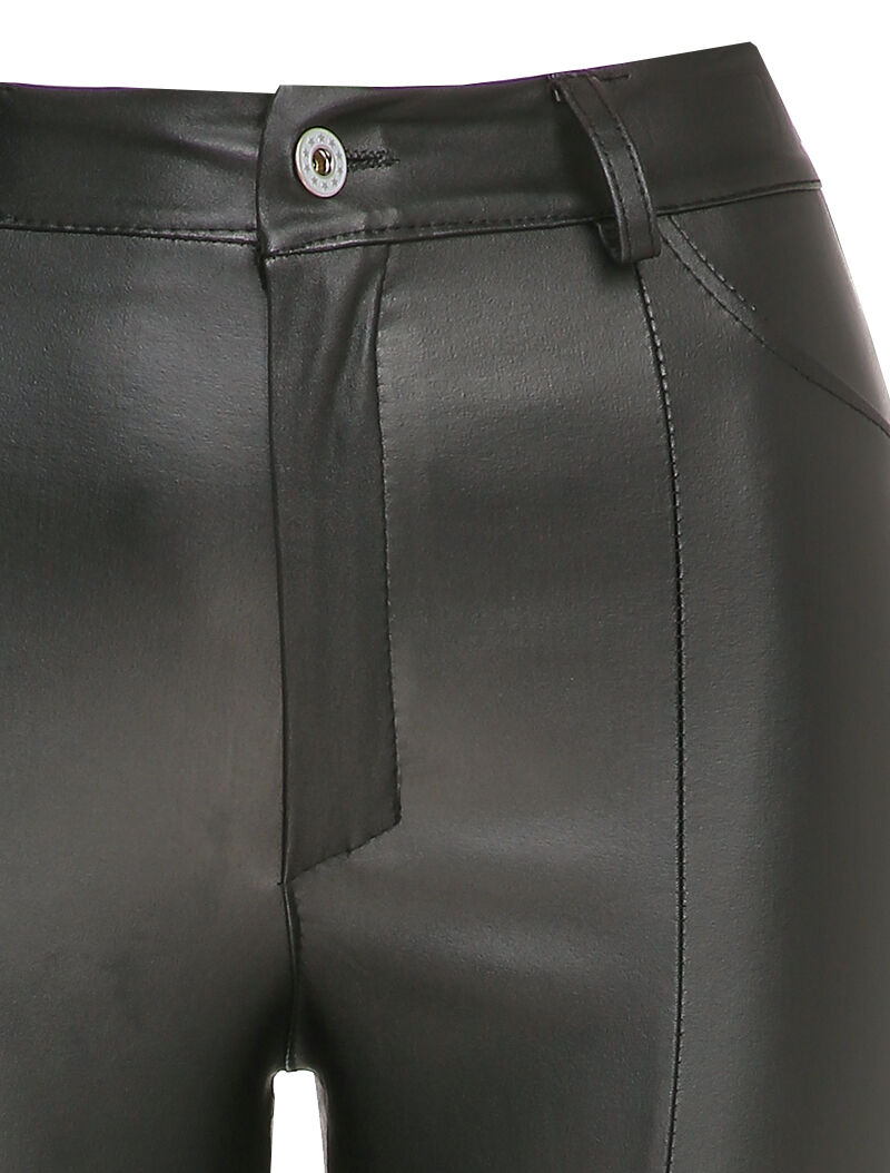 Pantalon 7/8 enduit avec zips aux chevilles - Noir - 3